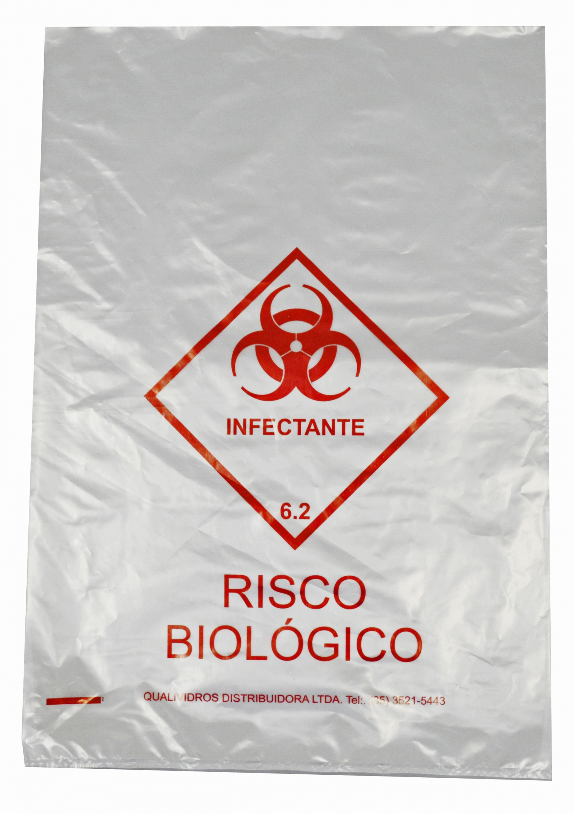 SACO PARA AUTOCLAVE, COR FOSCO, COM SIMBOLOGIA INFECTANTE. PACOTE COM 20 UNIDADES