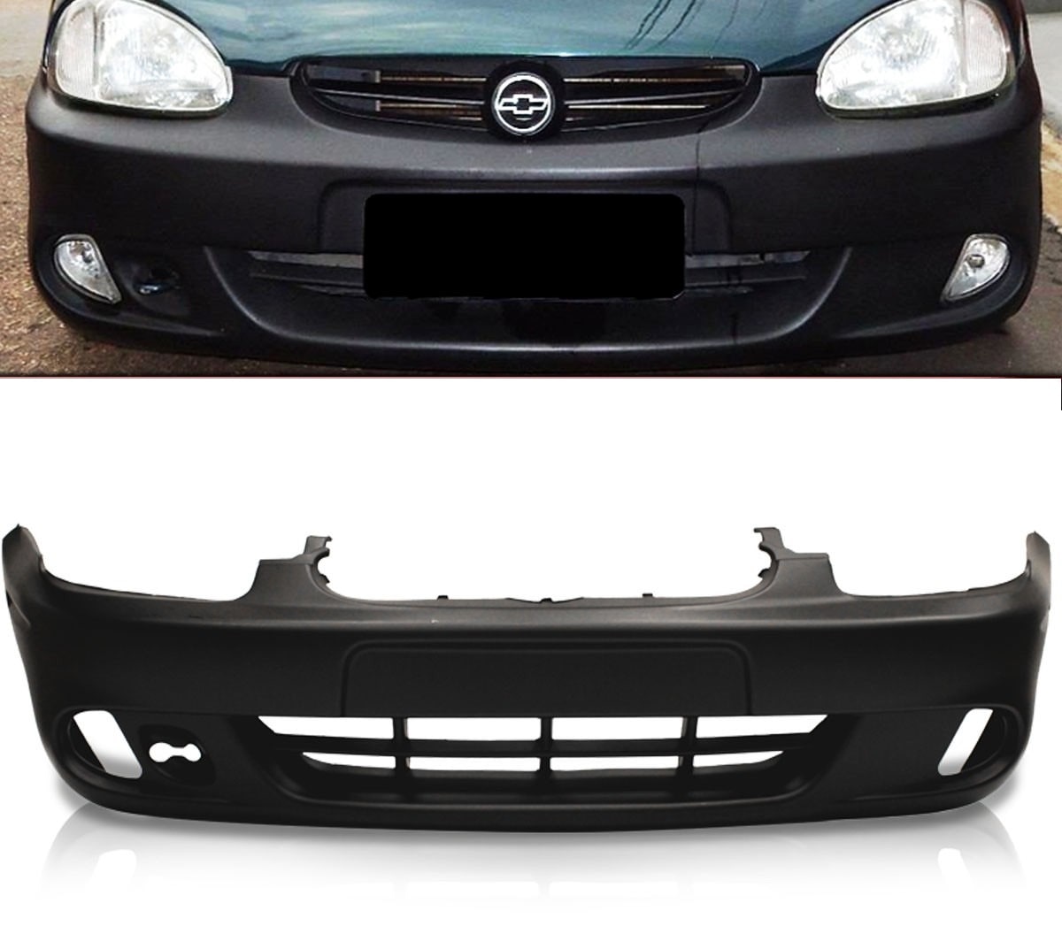 Para-choque Dianteiro Corsa Classic 2000 A 2008 - Com Farol Preto Liso
