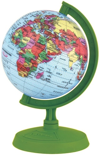 Globo Terrestre 10cm: Político - Baby verde - Base plástico