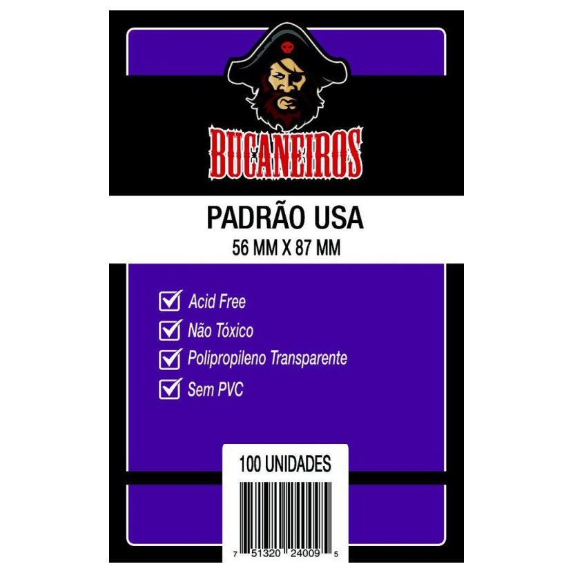 SLEEVES BUCANEIROS PADRÃO USA 56X87mm C/100