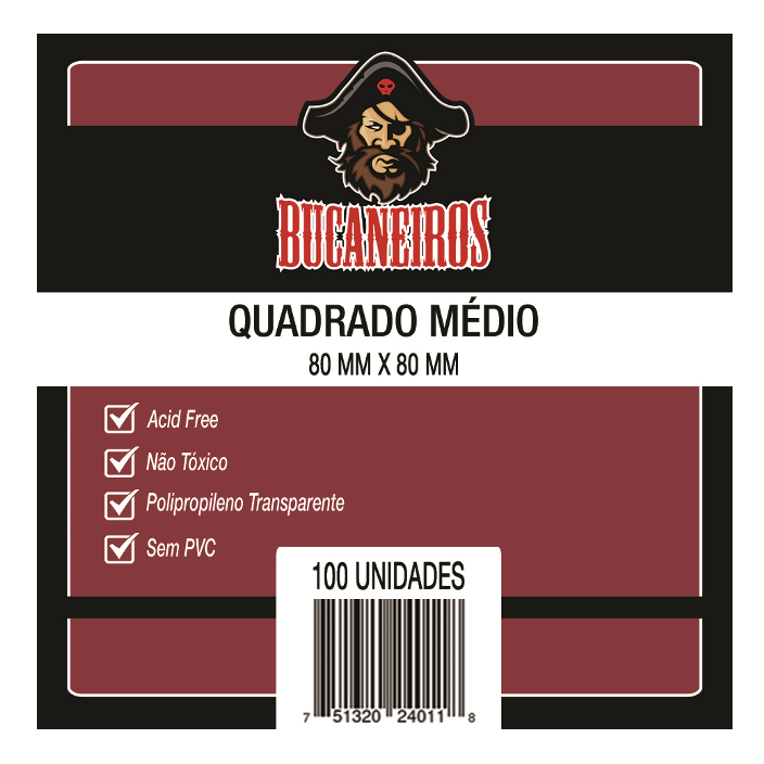 SLEEVES BUCANEIROS QUADRADO MEDIO 80X80mm C/100