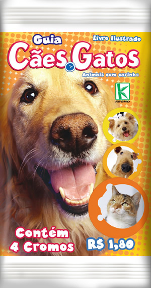Envelope com figurinhas Guia Cães e Gatos: Animais com carinho