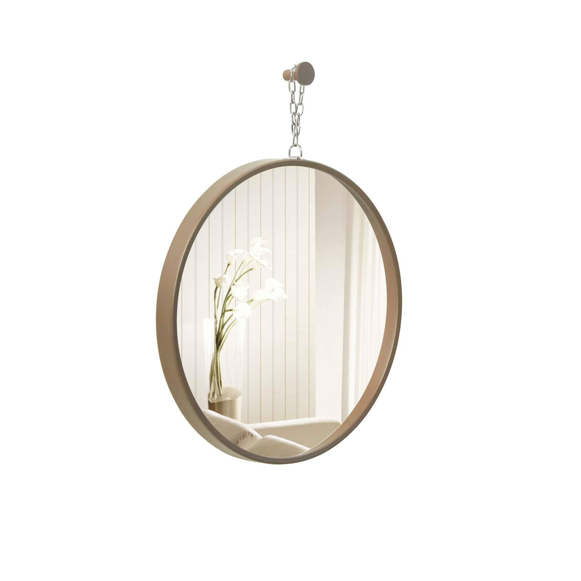 Espelho Decorativo Short Strip Alça Corrente 50 cm Redondo