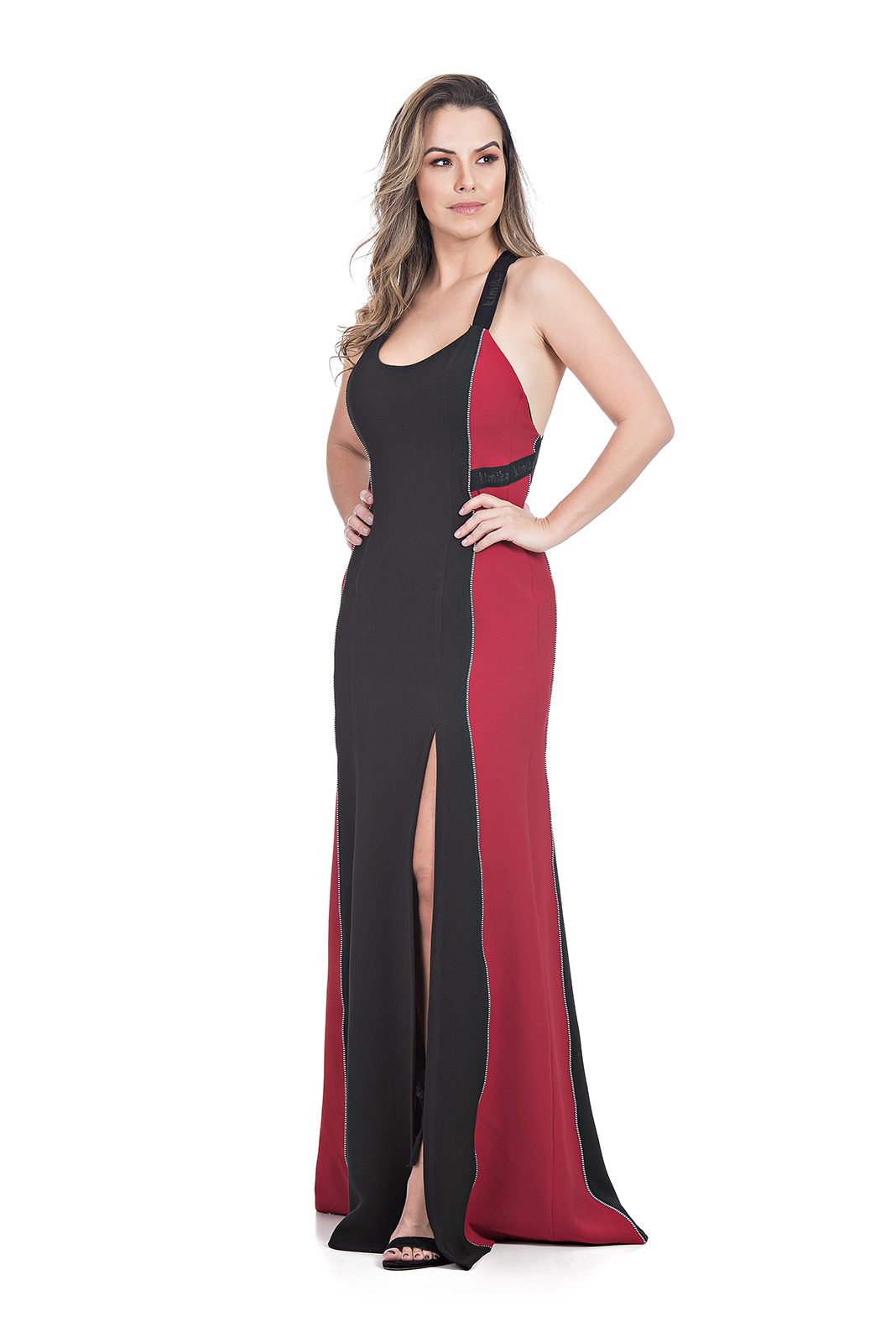 VESTIDO KÍMIKA LONGO BICOLOR.
