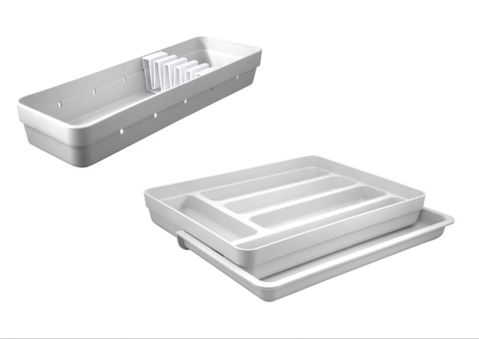 Kit organizador de gavetas de cozinha Branco 2 peças OU organizador talheres e porta facas