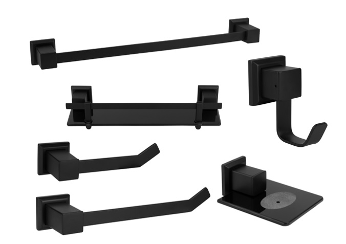 Kit banheiro lavabo Preto fosco 6 peças Black acessorios