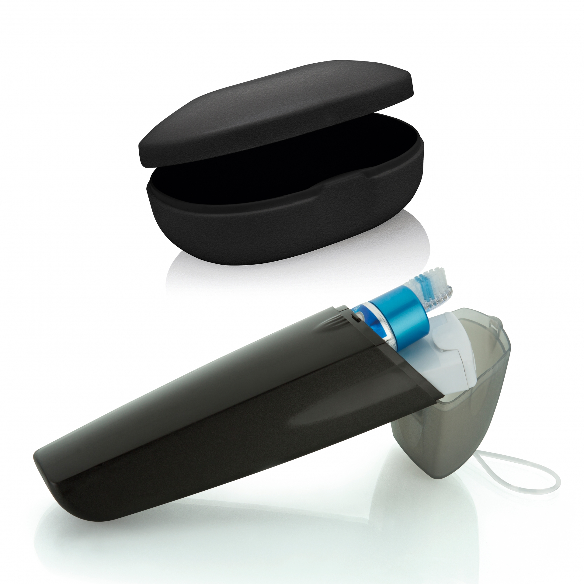 Conjunto viagem porta escova de dentes e saboneteira portátil Preto OU