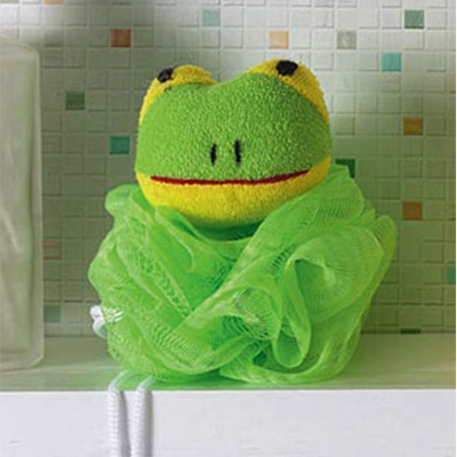 Esponja de Banho Bouton com Bichinho Sapo com Corda Nylon Verde