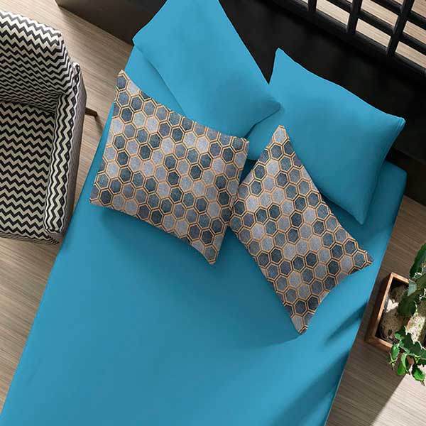 Jogo de Cama Portallar King Malha 100% Algodão Denim Gold 3 Pçs Azul