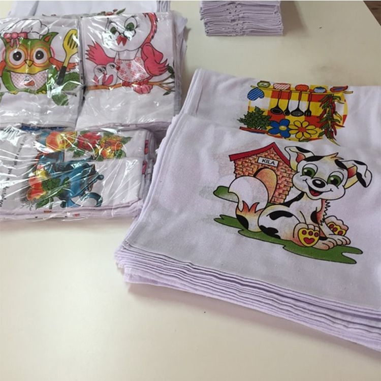 Pano De Prato Lomaer Sacaria Estampado Tradicional 0,45cm x 0,71cm 12 Unds Branco