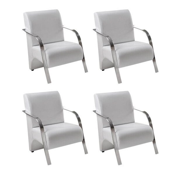 Kit 4 Poltronas Decorativas 1 Lugar Vênus Braço Pé Alumínio Confortável Sala TV D Salla Tecido Sintético