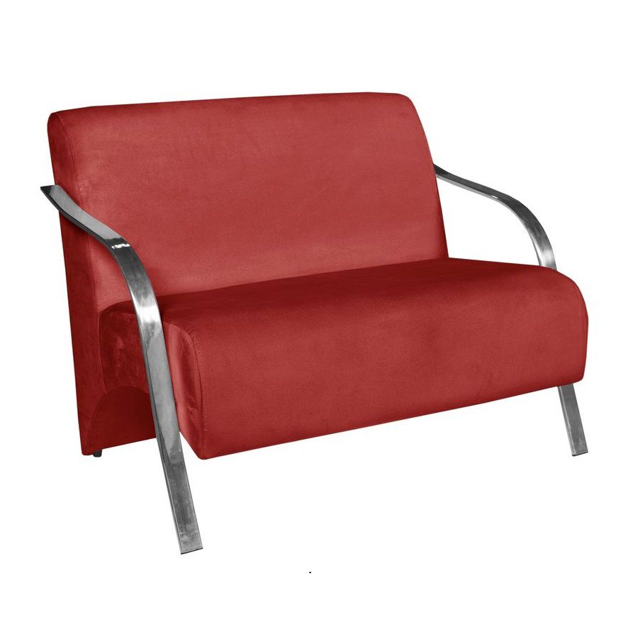 Poltrona Decorativa 2 Lugares Vênus Braço Pé Alumínio Confortável para Sala Espera D Salla Suede