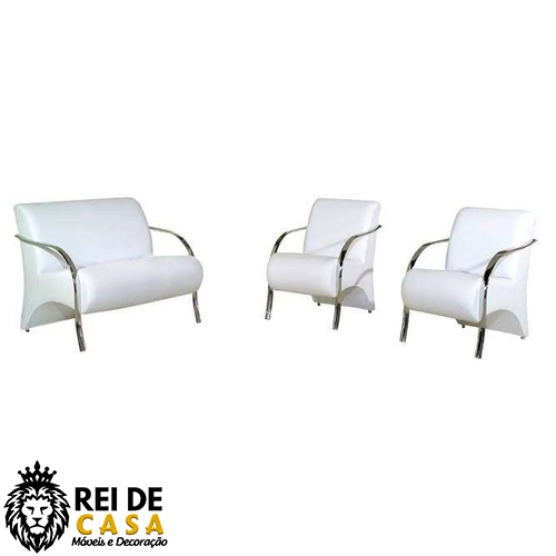 Conjunto Poltronas V&ecirc;nus 1 Dois Lugares 2 Um Lugar Bra&ccedil;os Alum&iacute;nio D Salla Tecido Sint&eacute;tico