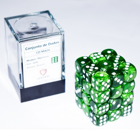 CONJUNTO DE DADOS 36 UN MARMORE JADE E BRANCO