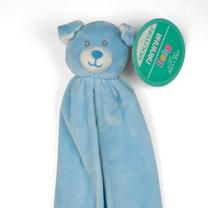 Naninha Bouton com Prendedor de Chupeta e Pelucia Dog Azul