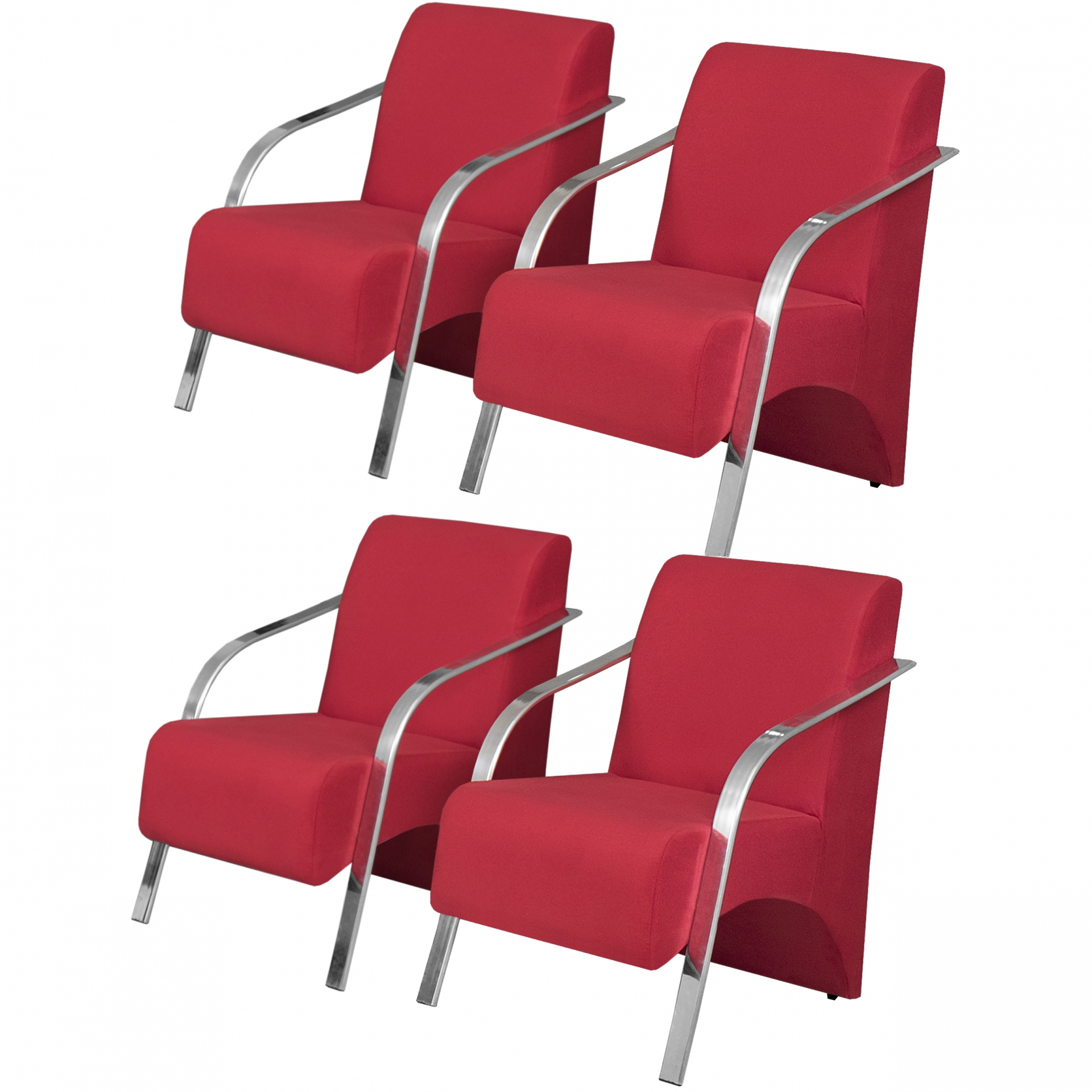 Kit 4 Poltronas Decorativas 1 Lugar Vênus Braço Pé Alumínio Confortável Sala TV DSalla Suede