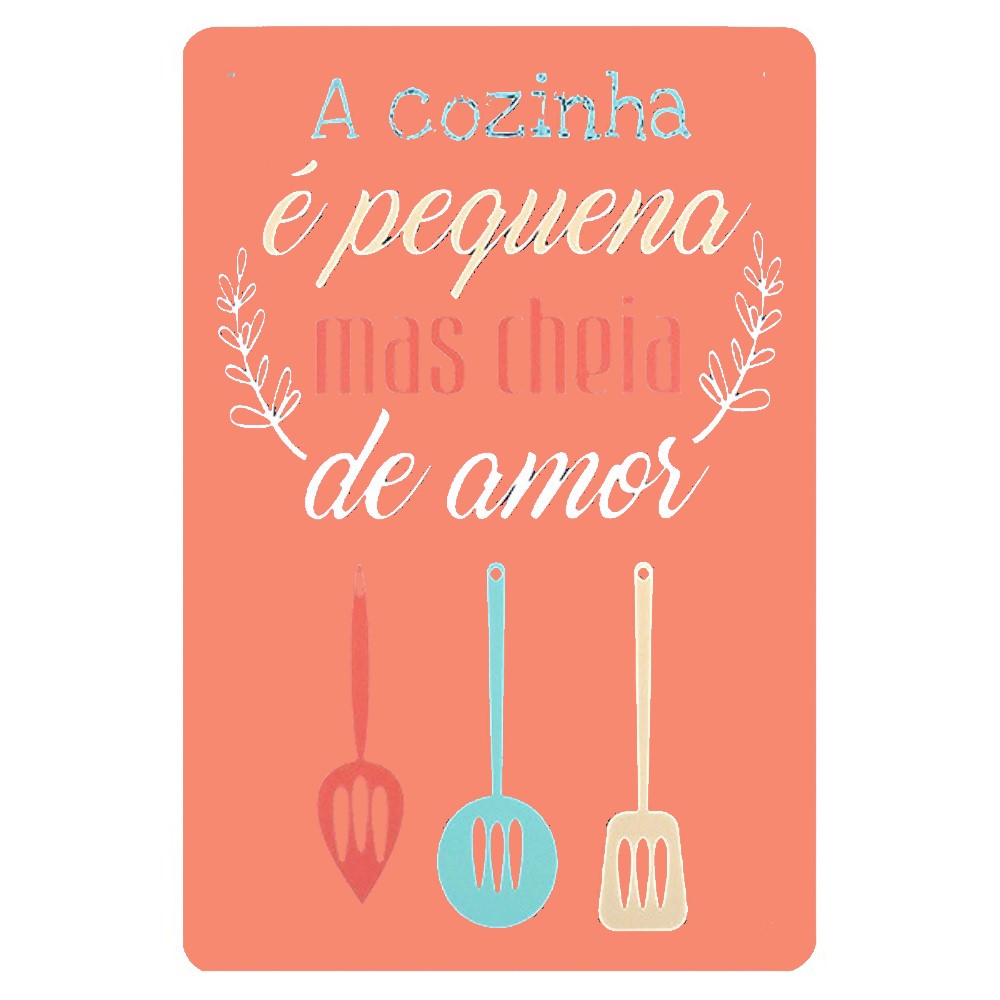 Placa Decorativa para Cozinha - MDF - 20x30cm - A Cozinha é Pequena