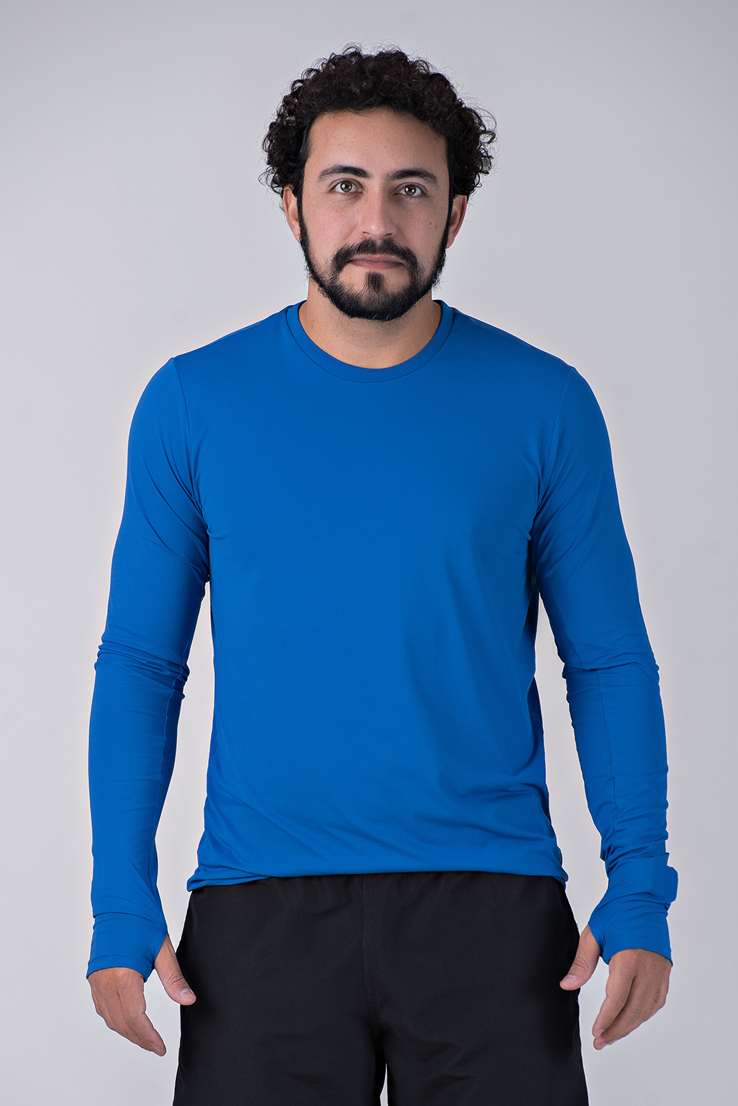 Camiseta Manga Longa Dry Fit Azul Proteção Solar