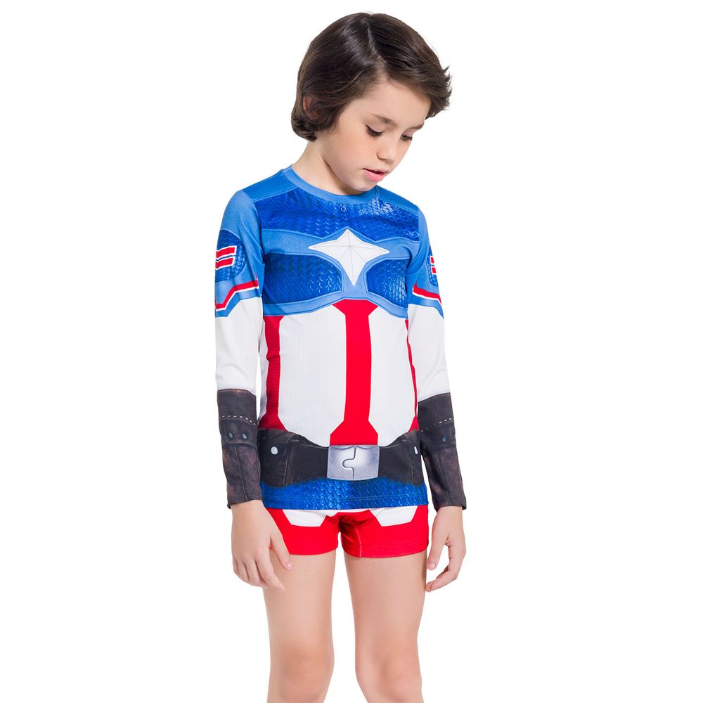 BLUSA DE PROTECAO UV50 DO CAPITÃO AMERICA
