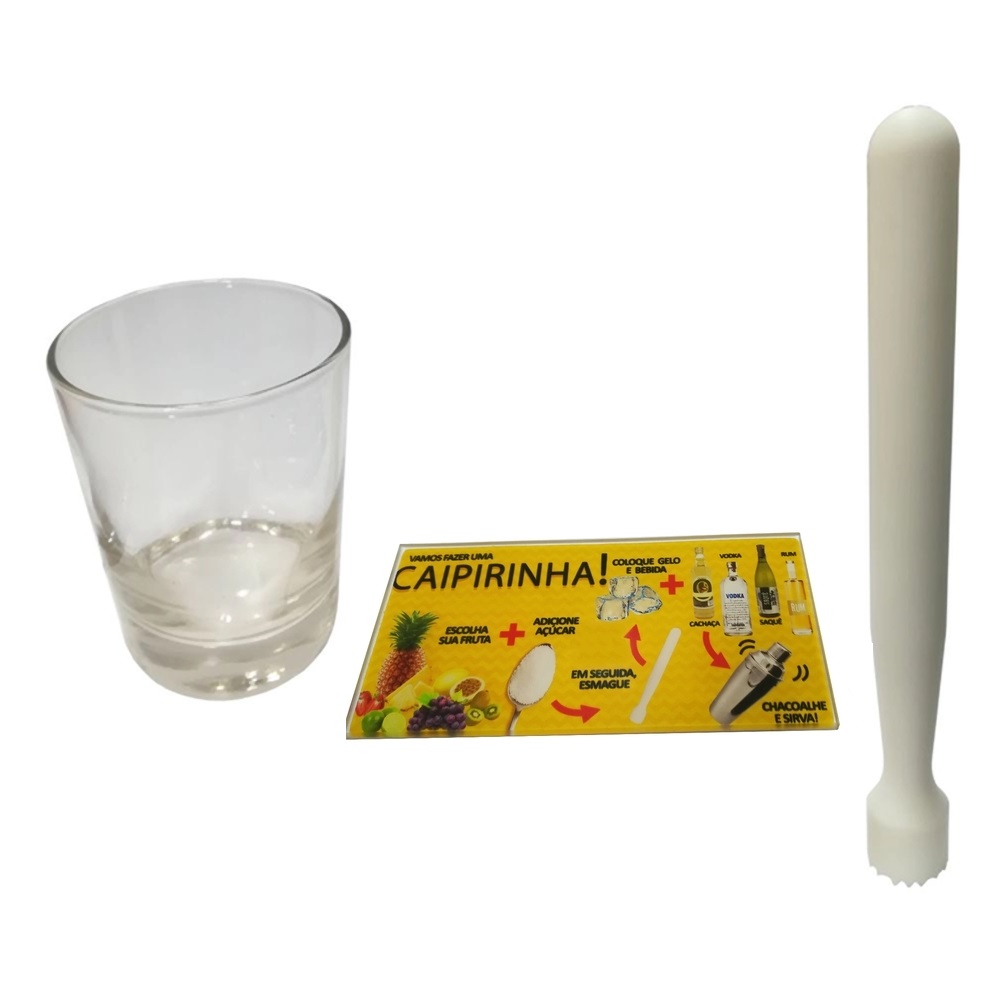 Kit para Caipirinha com Copo + Macerador + Tabua