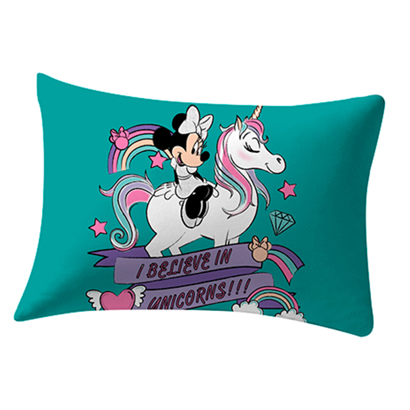 Fronha Portallar Malha Estampa Localizada Minnie e Unicórnio 48cmx68cm Verde