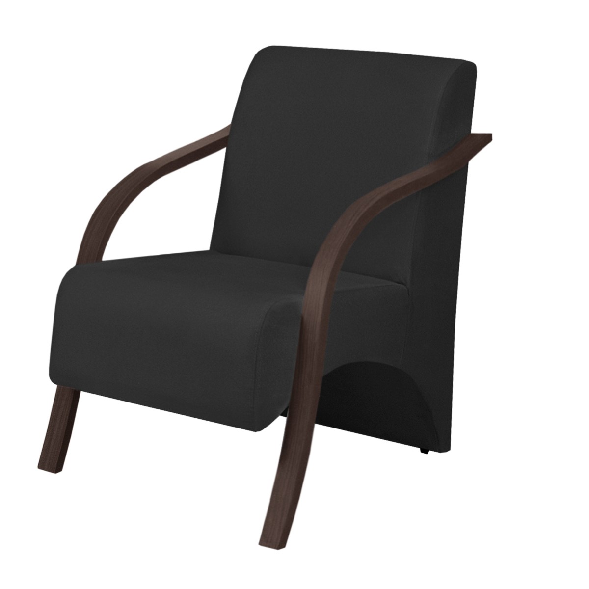 Poltrona Vênus 1 Lugar Braço Madeira D Salla Suede Preto