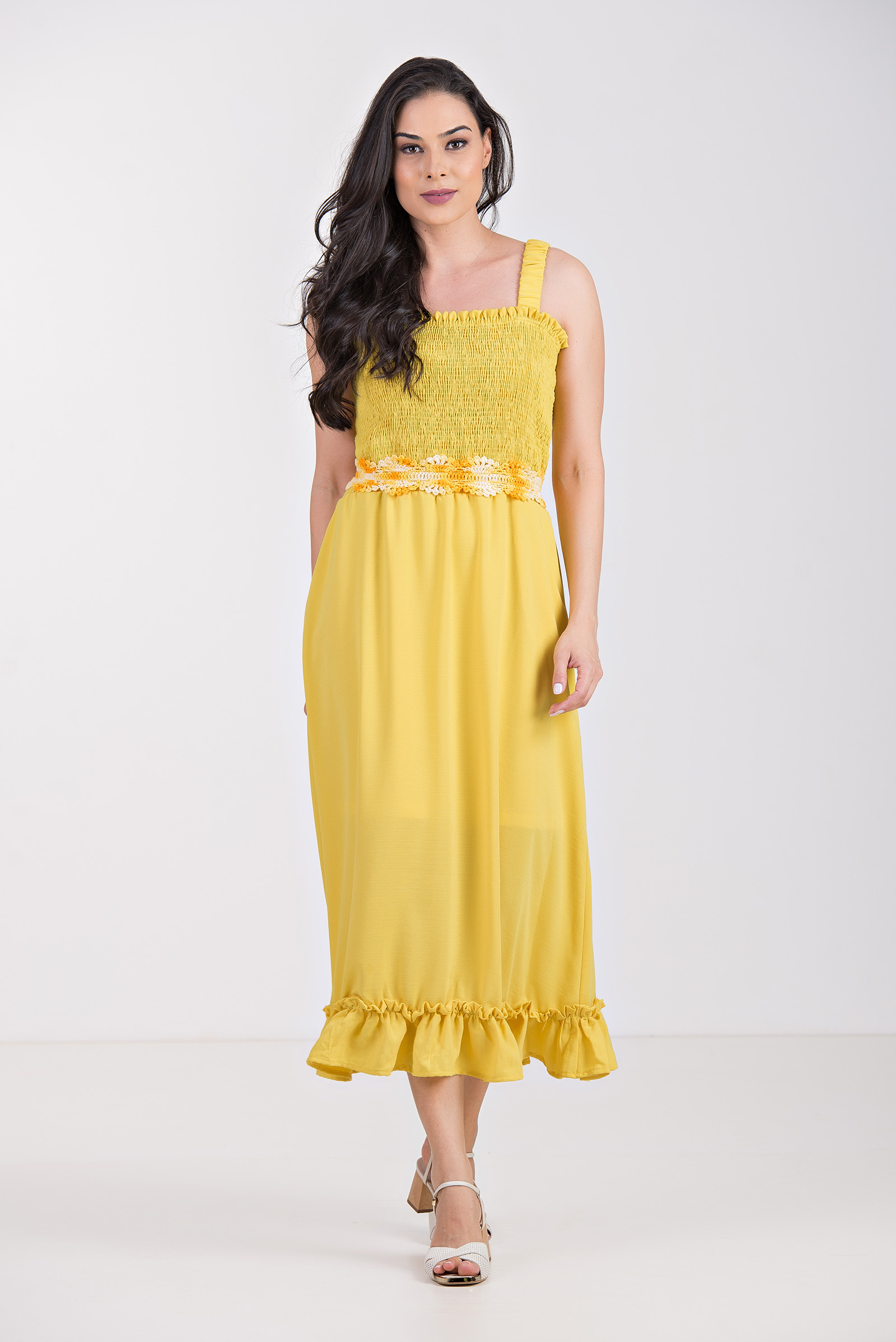 Vestido Midi Amarelo Raios de Sol