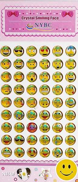 Cartela de adesivos em relevo emoji smile 3D - NYBC