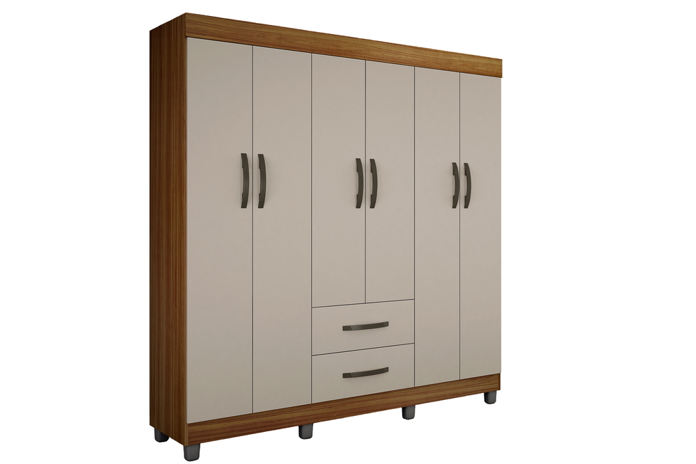 Guarda Roupa Casal 6 Portas 2 Gavetas Paris CHF Moveis