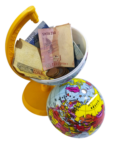 Globo Terrestre 10cm: Político - Baby millenium amarelo - Base Plástico