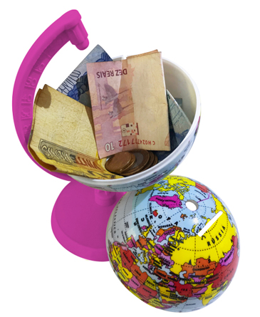 Globo Terrestre 10cm: Político - Baby millenium rosa - Base Plástico