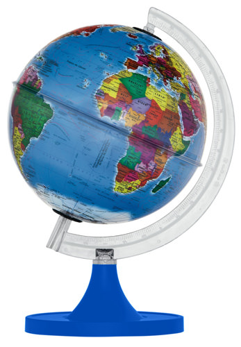 Globo Terrestre 21cm: Gênio Político - Azul - Base plástico