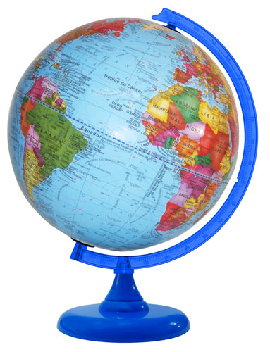 Globo Terrestre 30cm: Stúdio Político - Base azul celeste