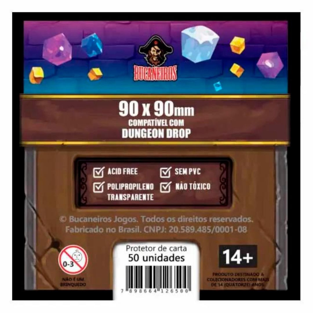 SLEEVES BUCANEIROS CUSTOMIZADO DUNGEON DROPS 90 x 90 mm