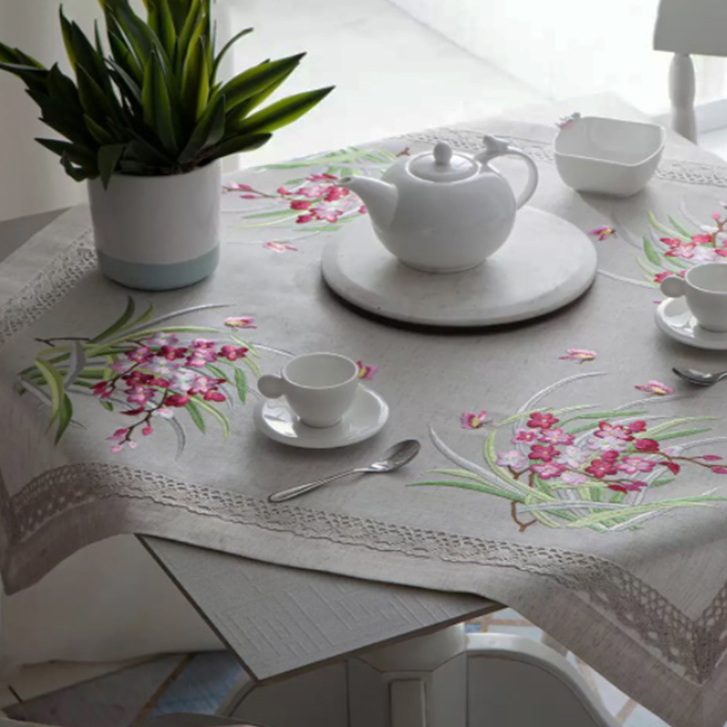 Centro para Mesa Jolitex Bordado Premium Haifa 0,85cmx 0,85m Bege