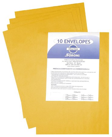 Envelope saco office 176x250mm amarelo ouro 10 un blister - Foroni