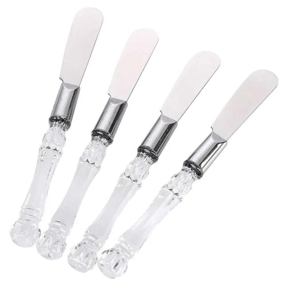 Kit Jogo 4 Espátulas Manteiga Patê Geleia Inox Cabo Plástico
