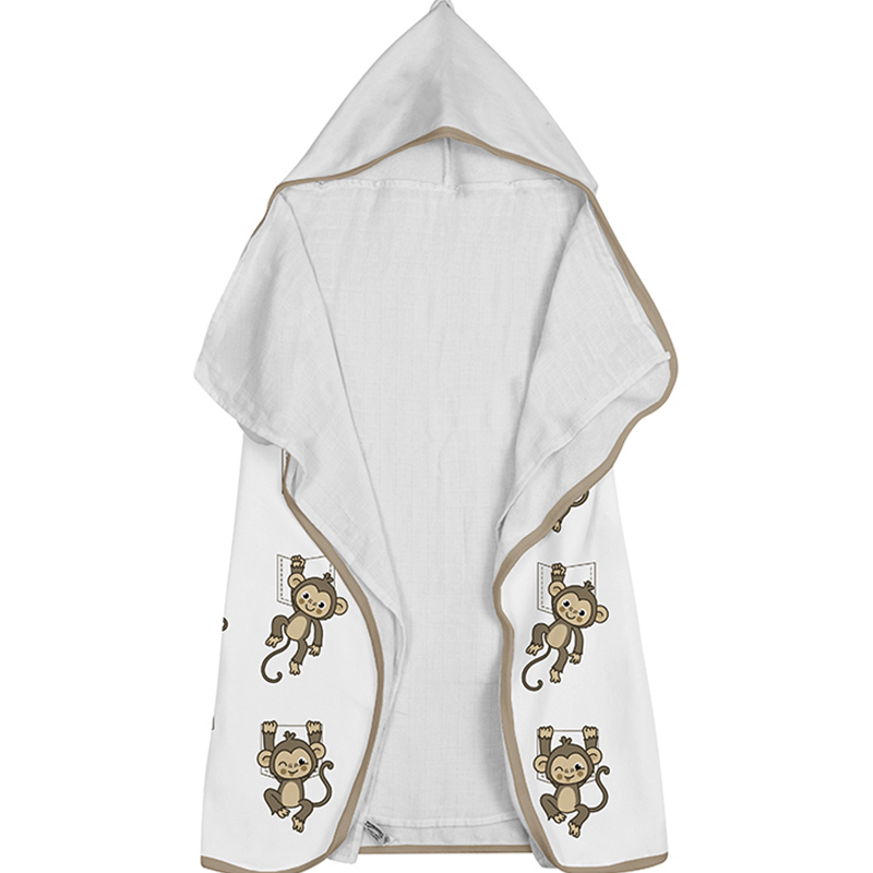 Toalha de Banho Baby Com Capuz Tecebem Estampada com Fralda Bem Branco