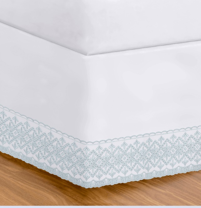 Saia Cama Box Buettner Solteiro Percal c/ Renda Branco