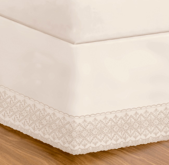 Saia Cama Box Buettner Queen Percal c/ Renda Perola