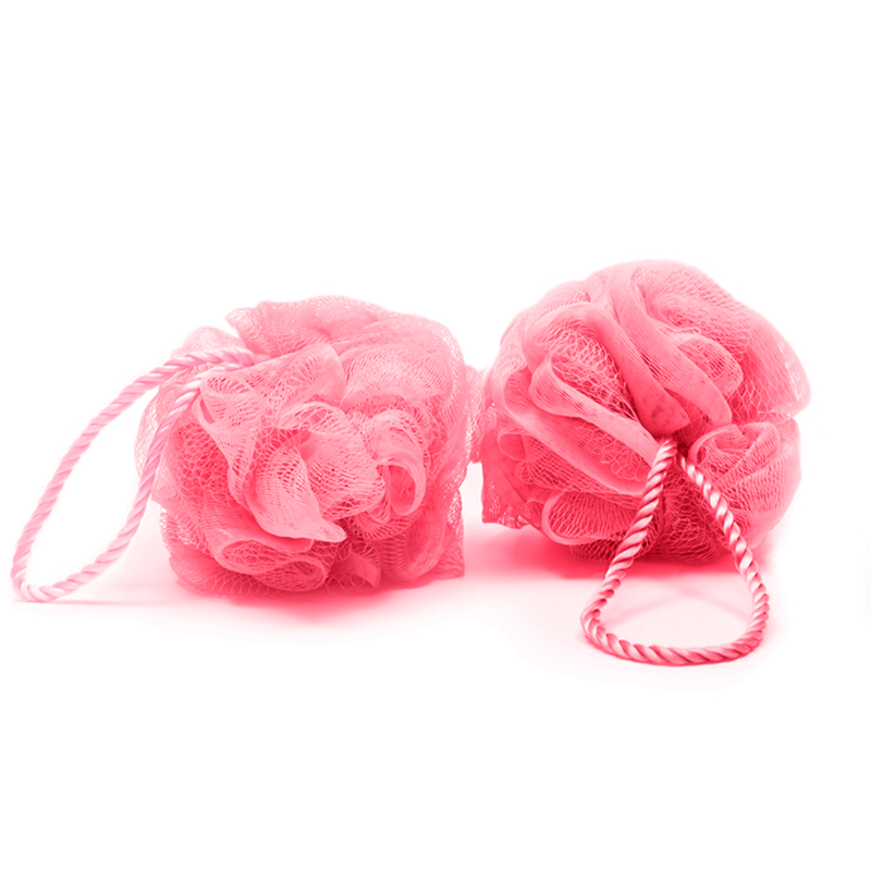 Esponja De Banho Buettner Pote C/ 2 Unidades C/ Cordão Nylon Rosa