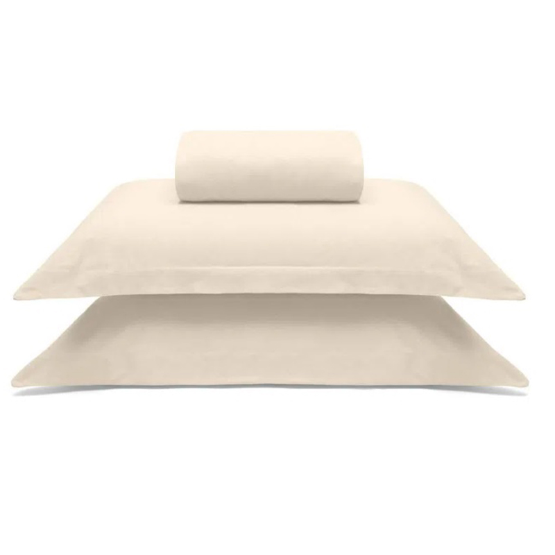 Jogo de Cama Buettner Casal Malha 100% Algodao Liso 3 Peças Image Perola