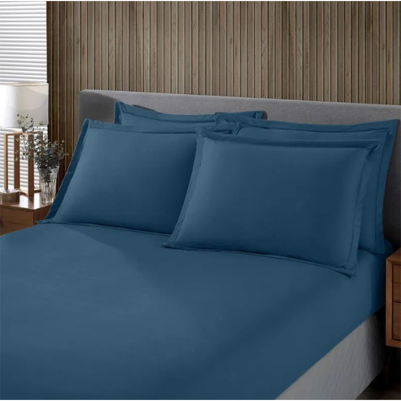Jogo de Cama Buettner King Malha 100% Algodao Liso 3 Peças Image Azul