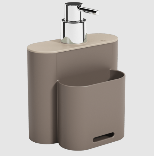 Dispenser detergente cinza Flat 9 x 13 x 16,5 cm 500 ml cinza Warm Gray e Light Gray Coza 17002/3334