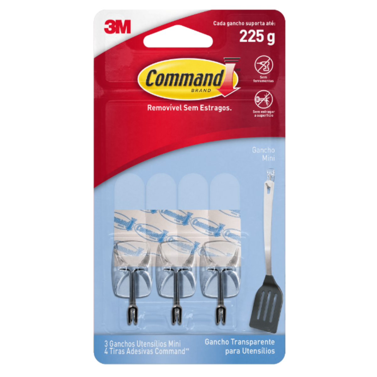 Command Para Utensilios Com 3 Ganchos Mini 3M