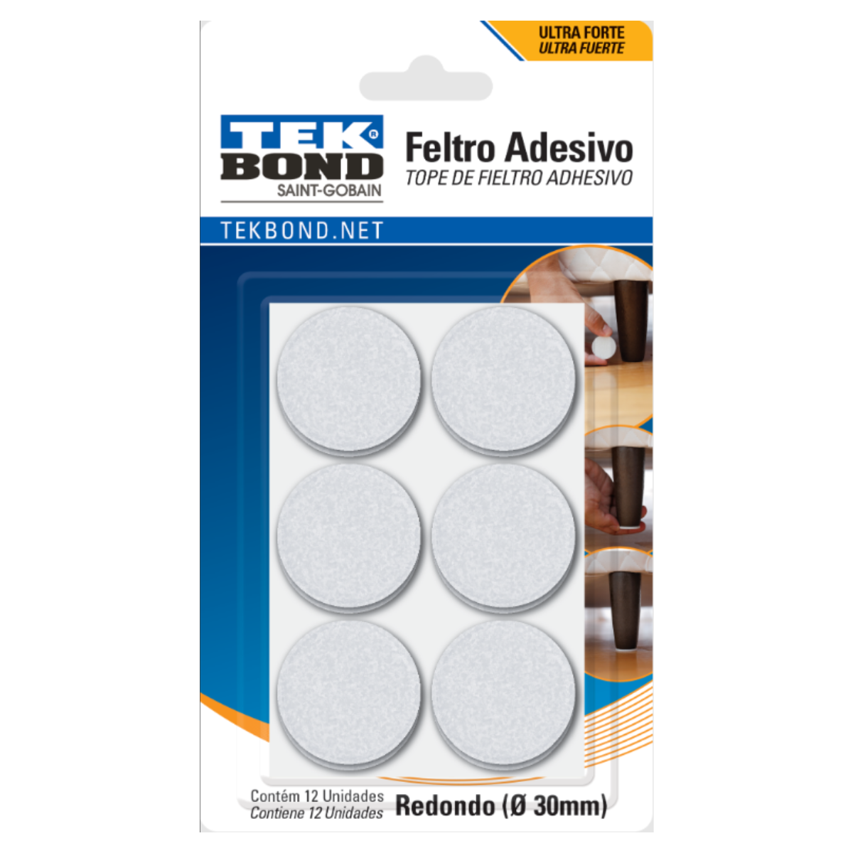 Feltro Redondo 30mm Branco Com 12 Un Tekbond