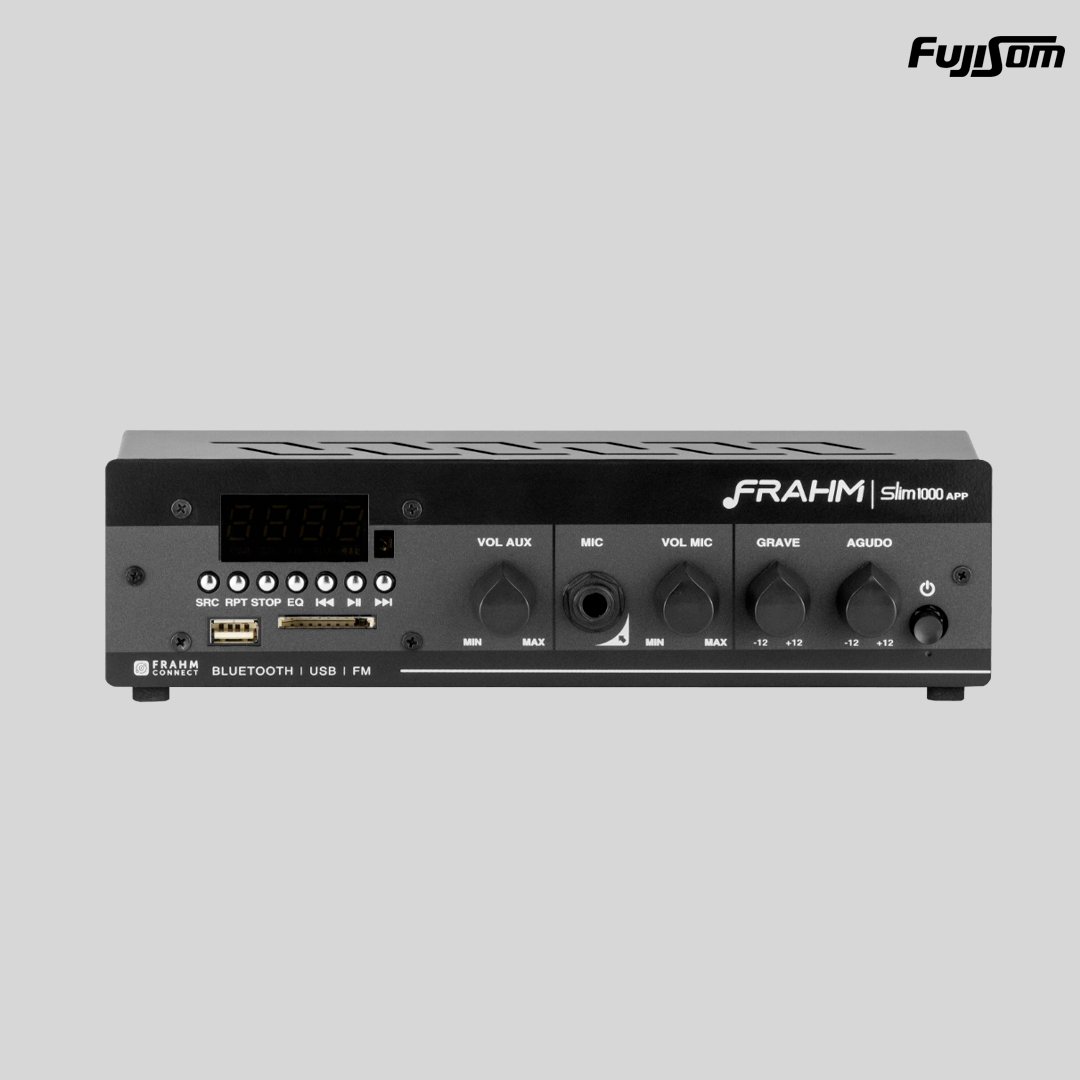 AMPLIFICADOR RECEIVER FRAHM SLIM 1000APP 8OHMS USB/FM/BL 40W