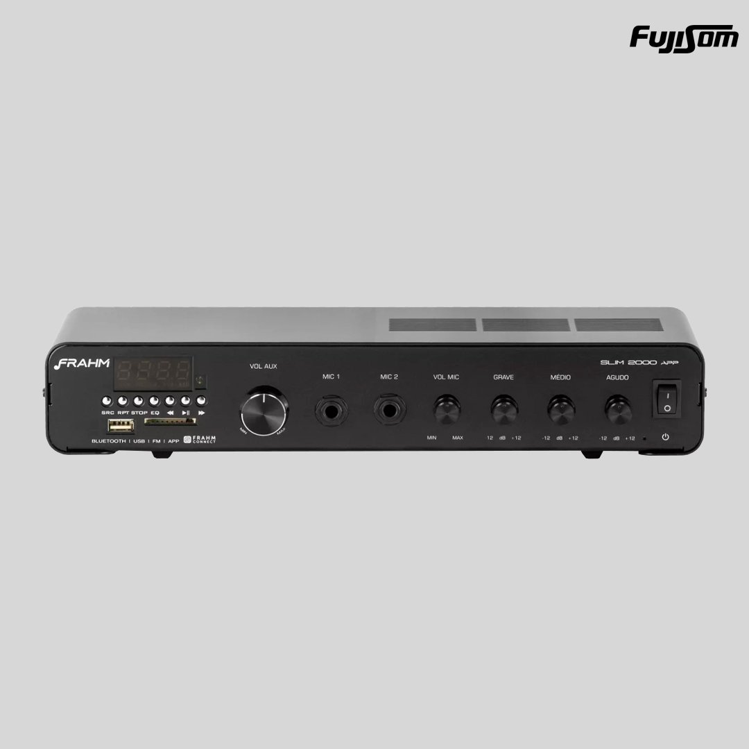 AMPLIFICADOR RECEIVER FRAHM SLIM 2000APP 8OHMS USB/FM/BL 120W