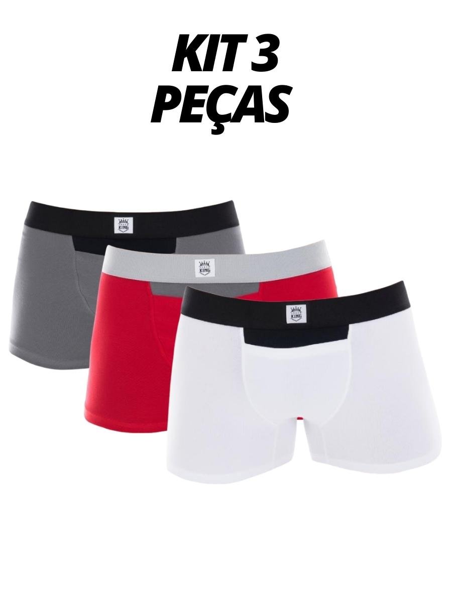 Kit 3 Cuecas Boxer Com Bolso Algodão 