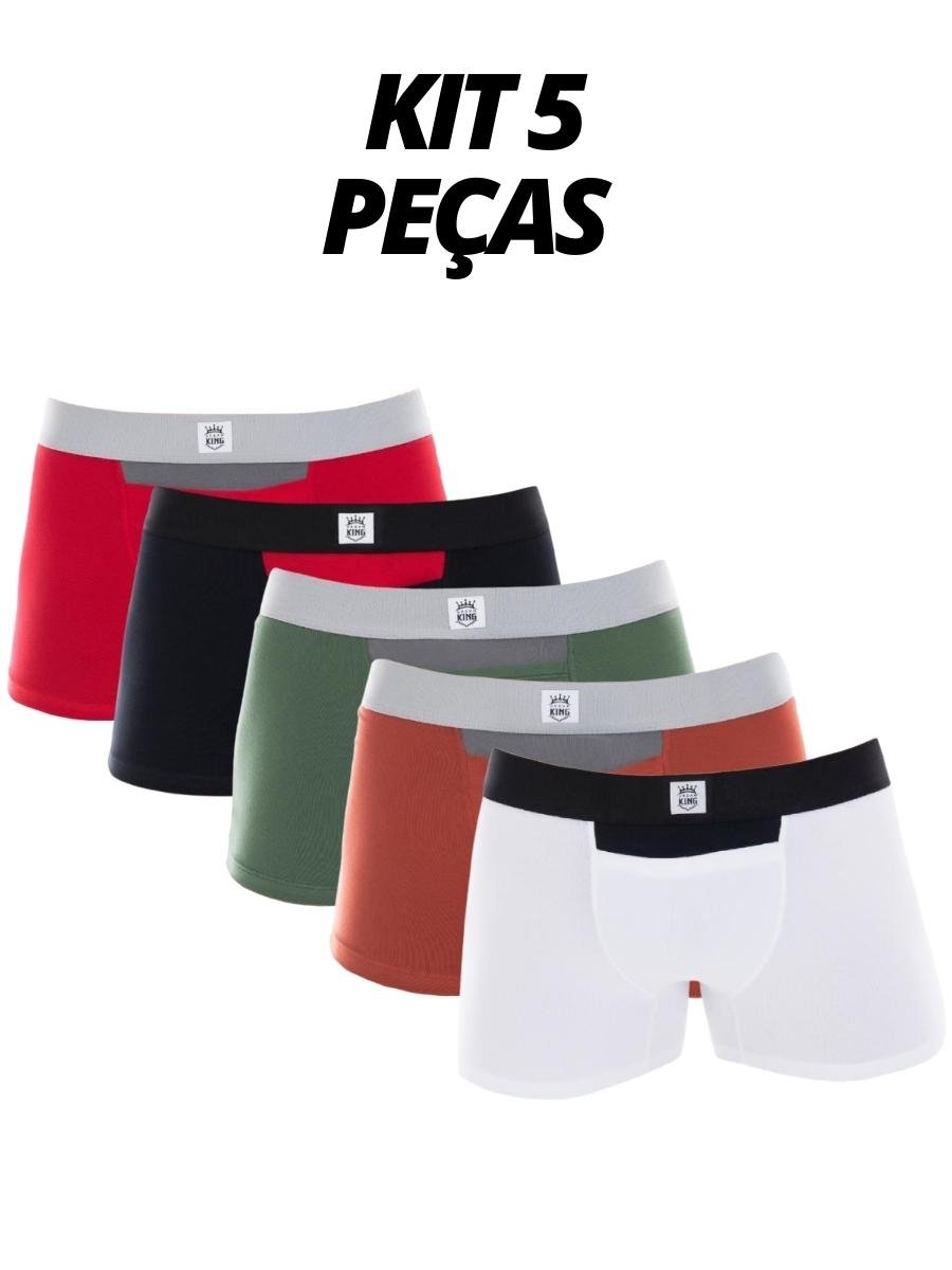 Kit 5 Cuecas Boxer Com Bolso Algodão